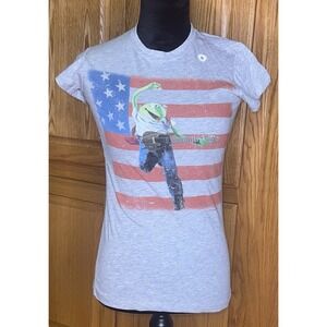 Kermit The Frog Muppets Tee Shirt Gray Small Juniors Slim Boss Bruce Springsteen